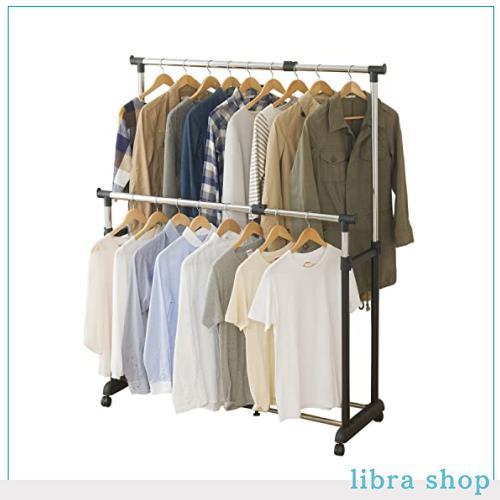 ドウシシャ ハンガーラック 縦横伸縮 ハンガーダブル タテにもヨコにも伸びて広がる 頑丈 全体耐荷重20kg 幅91~124×奥行44.5×高さ90~15 5,355円