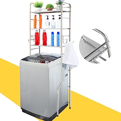 洗濯機ラック 冷蔵庫ラック ゴミ箱上ラック キッチンラック 3段 ステンレススチール ランドリーラック 洗濯機棚 トイレ収納 の通販は
