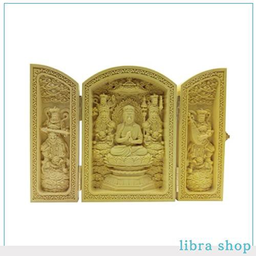 木彫り 仏像 【三開仏】(板形)大日如来【四天王:多聞天 ? 広目天 ? 増長天 ? 持国天】彫刻 ツゲ 柘植 ◆ 開運・守り本尊・携帯・おの通販は
