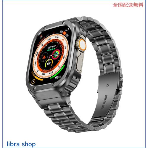 MioHHR ステンレススティール製バンド、ケース互換性 Apple Watch Bands 49mm,金属製保護バンパーカバー付き頑丈なストラップ iWatch Ultの通販は 7,142円