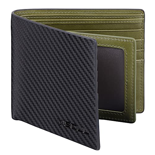 [VISOUL] 二つ折り 財布 メンズ 本革 財布 カーボンレザー 免許証入れ 超薄型 大容量 牛革 12枚カード収納 札入れ 小銭入れなし 2つ折りの通販は