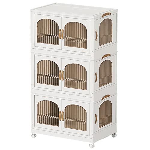 OTYTY コンテナ ボックス 収納棚 キャビネット 収納ボックス 折り畳みコンテナ キャスター付き ふた付き 一体型3段式 55cm*32.5cm*96.5cmの通販は