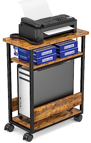 MIYOKI パソコンワゴン PCワゴン 複合機ラック CPUワゴン キャスター付き デスクワゴン 棚板高さ調節可能 パソコン収納 木製 デスクサイの通販は 7,313円