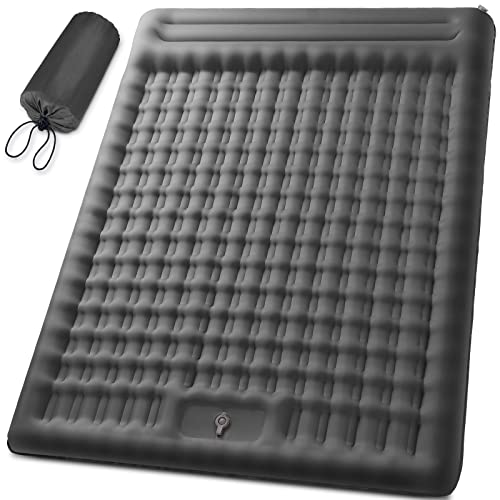 DTOETKD エアーマット 2人用 【約196×135×12CM】厚手・ワイドサイズ ダブル 枕付き アウトドア 大人数対応 車中泊 40Dナイロン+TPU生地の通販は 9,404円