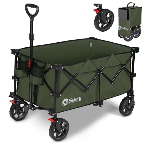 Sekey 【ブレーキ付き】 キャリーワゴン 大容量 135L 驚くほどコンパクト 耐荷重120kg 軽量 ワンタッチ収束型 自立収納 静音 アウトドアの通販は