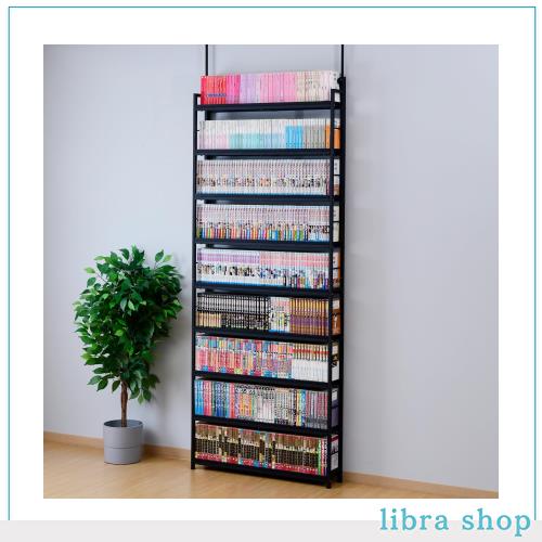 [山善] 本棚 (突っ張り) 大容量 スリム 全体耐荷重180？ 幅81×奥行15.5×高さ210.5-270？ 壁面収納 ラック 組立品 ブラック RTRS-8015(Bの通販は 23,456円