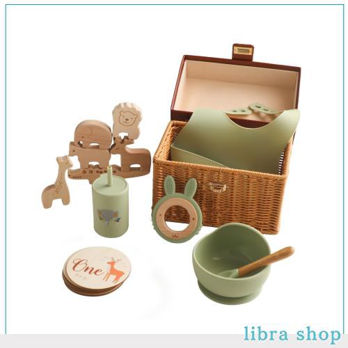 Wooden Teether 出産祝い 女の子 男の子 ベビー ギフトセット 豪華８点セッ ト 離乳食食器セット 吸盤付き ひっくり返らない 積み木 ベビの通販は
