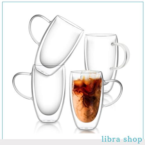 QuiExact タンブラー 450ml 4個セット グラスカップ コーヒーコップ ミルクコップ マグカップ 二重構造 保冷 保温 断熱 結露しないグラスの通販は