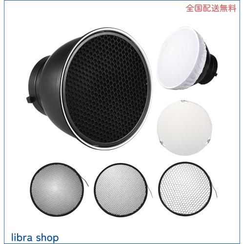 SOONPHO 7インチ 18センチ 標準リフレクター セット 20° 40° 60° ハニカムグリッド 3枚付 白いソフト布 ガラスプレート ディフューザの通販は 7,142円