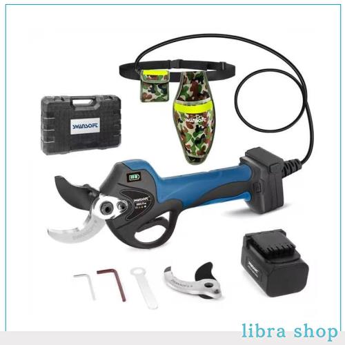SWANSOFT トリガー連動機能 電動剪定バサミ 切断径40mm 軽量 延長コード付き プロ用電動ハサミ ブラシレスモーターを搭載 、21v 4000mAh の通販は 25,714円