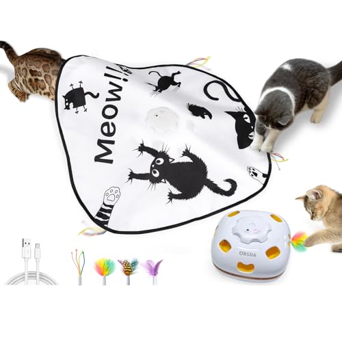 猫おもちゃ 電動 ORSDA 4in1猫おもちゃ 室内自動ペット玩具 4つの遊び方 一人遊び子猫自動おもちゃ 猫のプレゼント 寂しさ解消 ねこ狩猟の通販は