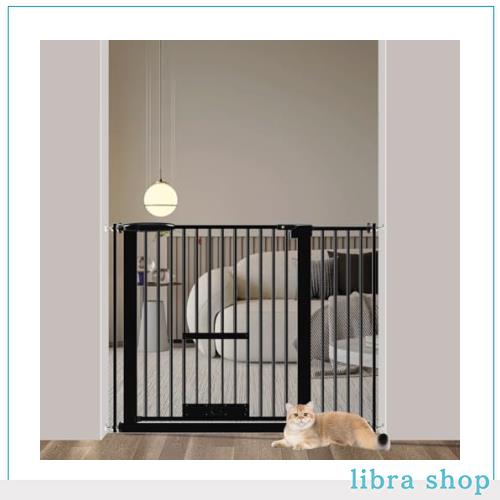 Seogva ペットゲート 3.5cm柵間隔 ペットドア付き 高さ78cm ペットゲート 犬 猫 ゲート ブラック ホワイト 猫用ゲート 過密フレーム付き の通販は