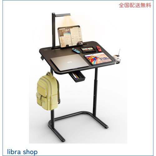 SAIJI サイドテーブル LEDライト付き ノート勉強机PCパソコンテーブル 「安定性強化版」テーブル 一人暮らし 昇降式テーブル 3段階の明るの通販は 17,856円