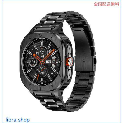 [MioHHR] カバー付きステンレス鋼ストラップ 互換性 Samsung Galaxy Watch Ultra 47mm，頑丈なプロテクターケースとメタルバンドにとっての通販は