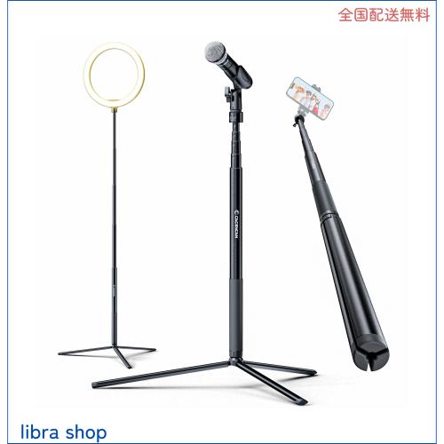 CACENCAN PT-01 マイクスタンド ストレート マイクホルダー付 アルミニウム製 軽量 最高175cm 高さ調節可能 折りたたみ式 5段調節 持ち運の通販は 5,293円