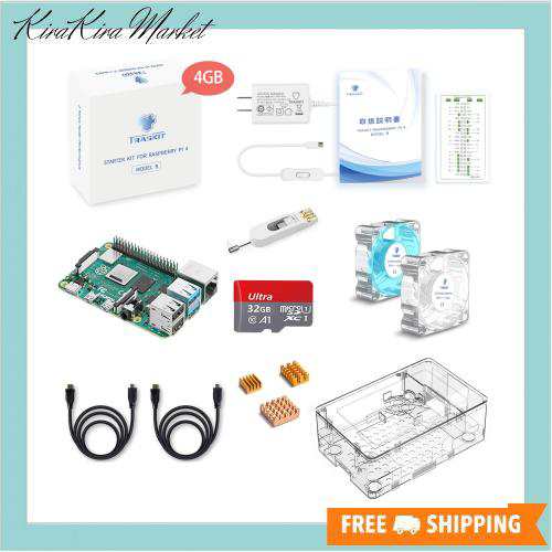 TRASKIT Raspberry Pi 4 Kit/ラズベリーパイ4B（4GB RAM）技適マーク付/MicroSDHCカード32GB NOOBSプリインストール/簡単に取り付けるケの通販は 23,049円