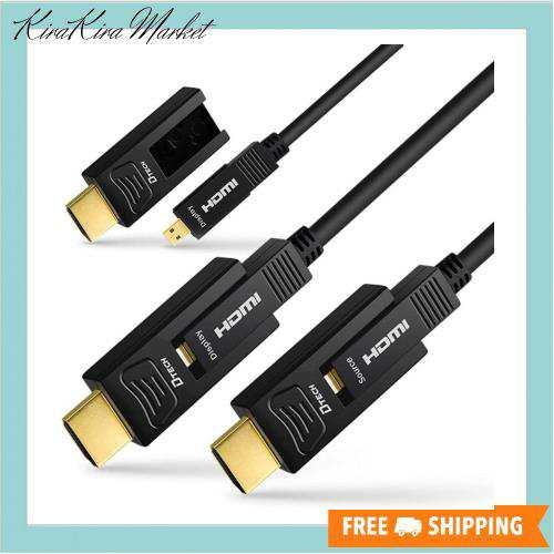 DTECH 配管用 着脱式 光ファイバーHDMIケーブル 100m HDMI タイプA ＋HDMI タイプD 4K 60Hz ハイスピード 18Gbps HDCP2.2 HDR ARC 3D CECの通販は