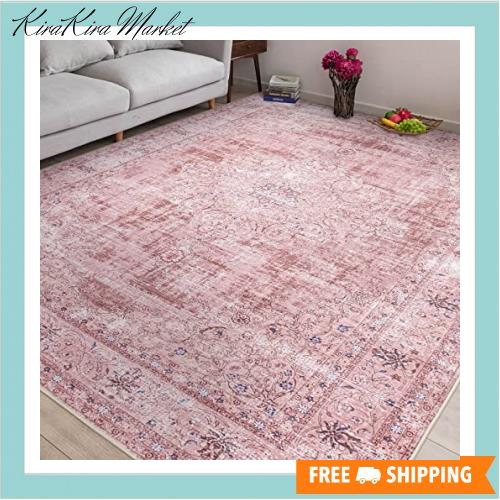 DECOMALL カーペット 3畳 ペルシャ絨毯風 ラグ 洗える 160x230CM 花柄 オールシーズン ピンク 滑り止め 防ダニ 防臭 床 ...