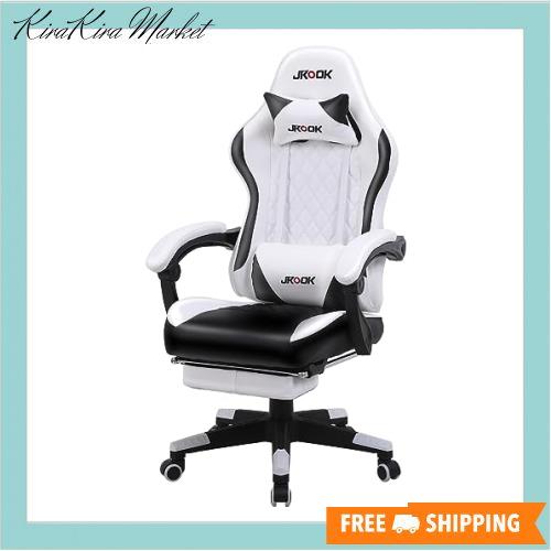 JKOOK ゲーミングチェア オットマン付き リクライニング 連動ひじ掛け オフィスチェア デスクチェア 高さ調整 勉強椅子 学習チェア パソの通販は
