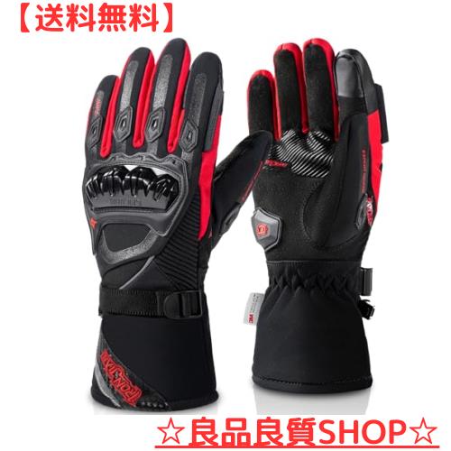 IRON JIA’S バイクグローブ 秋冬 防寒 オートバイ手袋 冬用 スマホ対応 防水 防風 保護手袋 裏起毛 滑り止め レッド Lの通販は