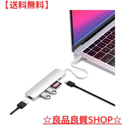 Satechi スリム V2 マルチ USB-Cハブ 6in1 (シルバー) USB-C PD(60W) 4K HDMI(60Hz) Micro/SDカードスロット USB-A (MacBook Pro/Air2