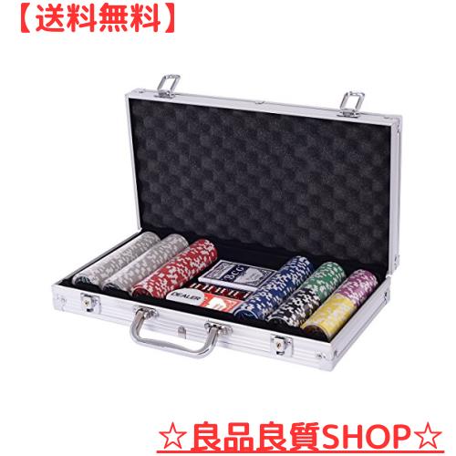 Costway ポーカーチップ チップ 300枚 ポーカーセット カジノチップ トランプ付き シルバー