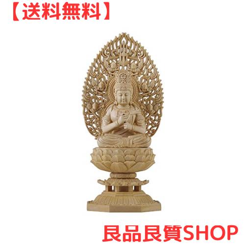 TheChanger 繁樓藝雕 大日如来 真言宗 仏像 木彫り 桧木製 飛天光背 八角台座 未年・申年 守り本尊（高さ28cm×巾12cm×奥行12cm） (原木の通販は