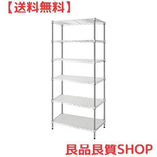 Luckycoco ラック スチールラック メタル シェルフ 棚 キッチン収納 6段 ポール径19mm 幅59×34奥行×高さ150cm 耐荷重390kg 防サビ シル