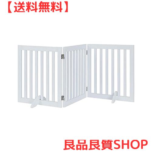 unipaws 木製犬用ゲート、折り式バリア、ペット用家具フェンス 、白いの通販は