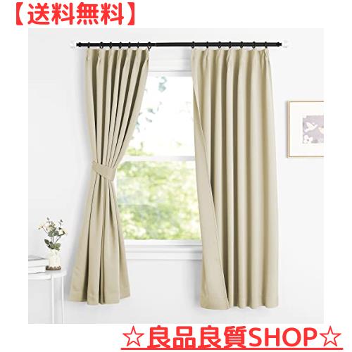 NICETOWN カーテン 遮光 断熱 おしゃれ クリーム 幅100cm丈178cm 2枚組 UVカット 北欧 玄関 防音 省エネ 仕切り用 洗える おしゃれ 居間 4,926円