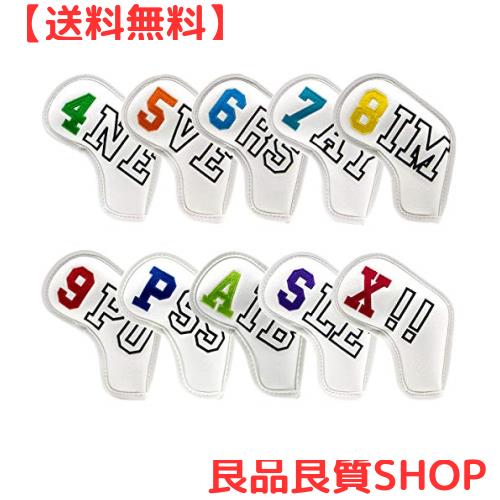 ゴルフアイアンカバー Aliennanaゴルフクラブヘッドカバーアイアン用 10個セットNEVER SAY IMPOSSIBLE 番手付き 高級刺繍 シンプル アイの通販は