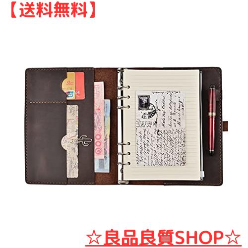 ROTERDON システム手帳 本革 ノートA5 サイズ スタンダード カバー レザー 手縫い 手作り オリジナル 3色 ノート メモ帳 カード収納 ビジの通販は