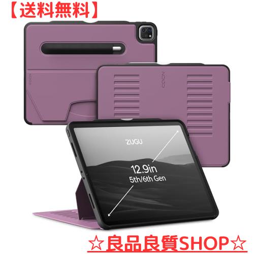 ZUGU iPad Pro 12.9 第6世代 ケース 2022 / 第5世代 2021 極薄 落下衝撃保護 10段階スタンド機能 Apple ペンホルダー ワイヤレス充電 オ