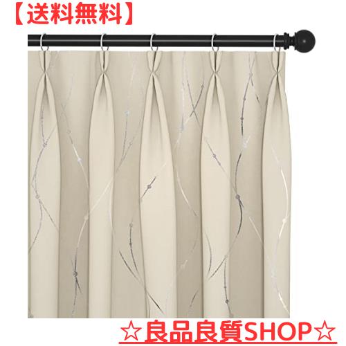 Deconovo 遮光 ドレープカーテン 幅100cm丈200cm ライトベージュ 銀箔プリント 点線柄 断熱 遮熱 防音 節電対策 昼夜目隠し 2枚組の通販は 4,648円