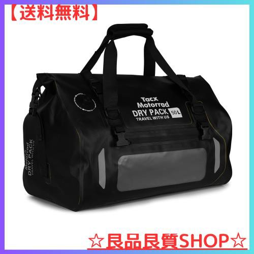 Tacx シートバッグ バイク用 ツーリングバッグ 防水バッグ 50L 大容量 専用固定ベルト・ショルダーベルト付き TAX928 ブラックの通販は