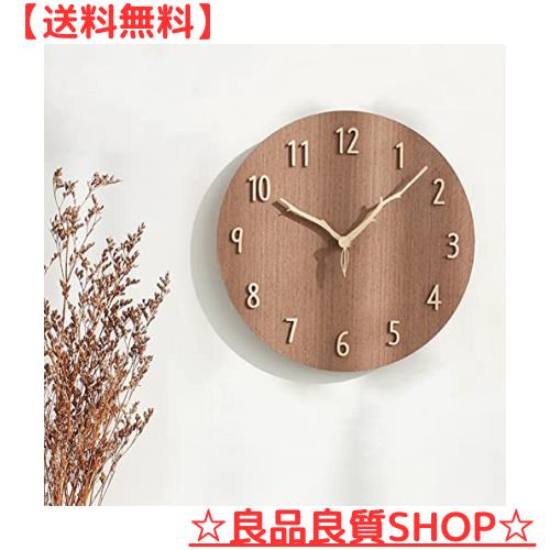 Danmukeji 掛け時計 木 おしゃれ 北欧 静音 時計 壁掛け 丸型 フレームレス かわいい 12インチ（直径30cm） 天然 無垢材パネル 3D立体数の通販は 6,219円