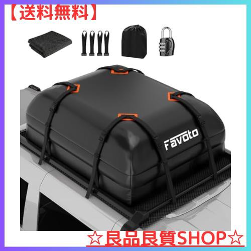 Favoto ルーフボックス 車用ルーフボックス 防水 425L 大容量 500D PVC 完全防水 ルーフレール不要 折りたたみ式 滑り止めシートつき カ