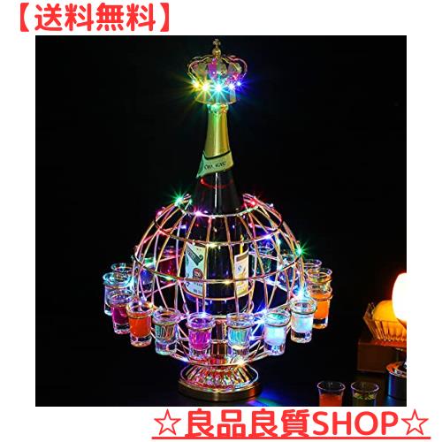 Absdefen テキーラ地球儀 酒器 船型酒棚 雰囲気作り 12カップ LED酒グラス棚 酒ボトルの表示棚 酒カップホルダー 酒グラススタンド ワイの通販は