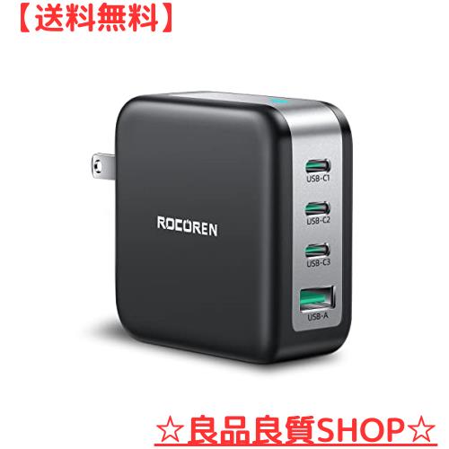 USB C 充電器 100W 4ポート・Rocoren 新生代GaN V 技術 Type C PD 急速充電器 USB-C*3とUSB-A*1【2つの100W USB-Cポート】PD 3.0/PPS/QC4の通販は