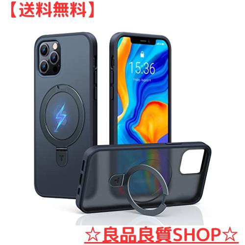 TORRAS iPhone 12ProMax用 ケース【MagSafe対応・多機能スタンド】 Halbachマグネット搭載 縦横両対応 耐衝撃 半透明 リング付き ワイアの通販は