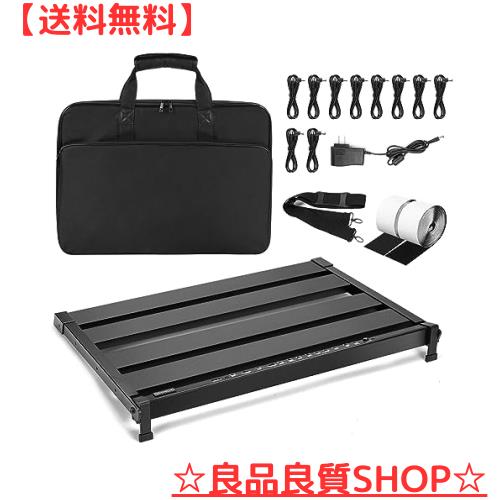 GOKKO ギターエフェクター ボードペダルボード パワーサプライ付き 取り外し可能 丈夫で耐用 アルミニウム合金超軽量 収納バッグ付き (L-の通販は