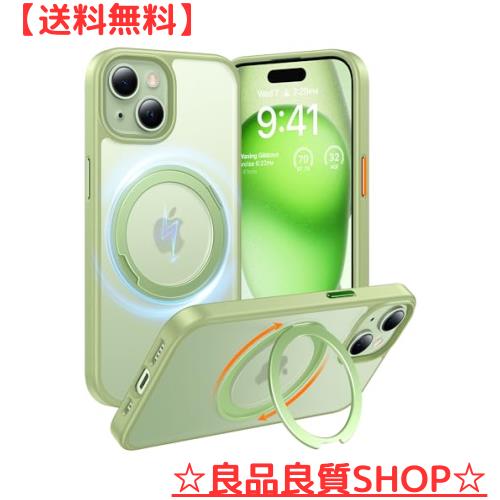 【多機能360度回転スタンド】TORRAS iPhone15 用 ケース 縦横両対応 Halbachマグネット搭載 MagSafe 米軍MIL規格耐衝撃 リング 指紋防止 の通販は