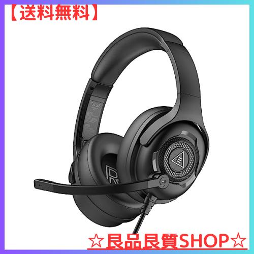 EKSA ヘッドセット ノイズキャンセリングマイク付き PC用ヘッドセット 263g軽量 音量調節付き オーバーイヤーヘッドホン 3.5mm有線ヘッドの通販は