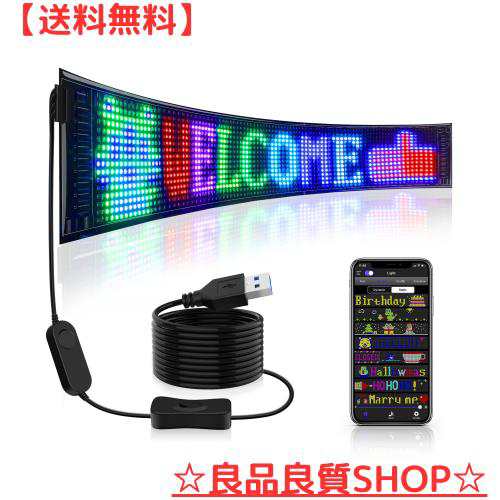 Kutuspon スクロール巨大明るい広告 LED 電光掲示板、柔軟な USB 5V 装飾 LED ストアサイン Bluetooth アプリ制御カスタムテキストパターの通販は 21,057円