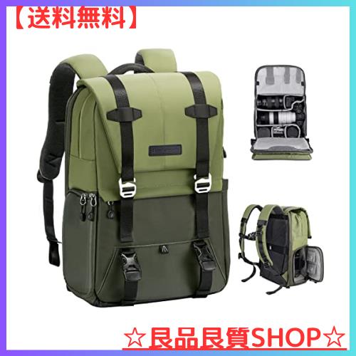K＆F Concept カメラバッグ おしゃれ カメラリュック カメラバックパック 2気室 20L 大容量 レインカバー付き 撮影バッグ 防水 一眼レフ/の通販は
