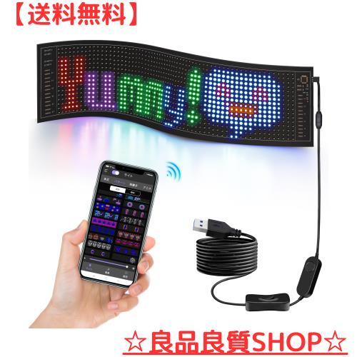 JINS＆VICO LED電光掲示板 曲げ可能 LED看板 47*12cm RGBディスプレ 広告ボード 小型LEDサインボード 防水 USB アプリluetooth 200文字入の通販は 7,521円