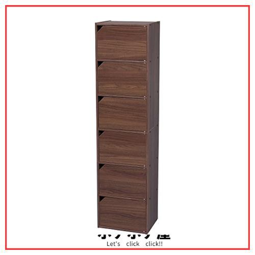 アイリスオーヤマ カラーボックス 収納ボックス 本棚 6段 扉付き 幅36.6×奥行29×高さ144.6cm ウォールナットブラウン モジュールボックの通販は