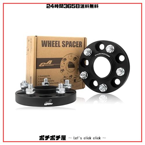 GAsupply 鍛造ワイドトレッドスペーサー PCD114.3 5H 内径60.1 M12XP1.5 厚さ20mm ワイトレハブリング一体 マットブラック【2枚セット】の通販は 5,299円