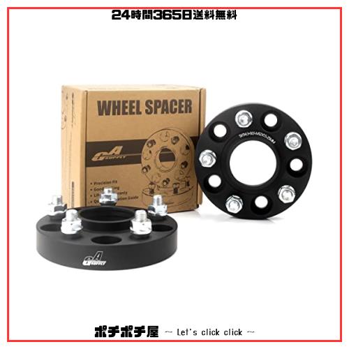 GAsupply 鍛造ワイドトレッドスペーサー PCD114.3 5H 内径60.1 M12XP1.5 厚さ25mm ワイトレハブリング一体 マットブラック【2枚セット】の通販は