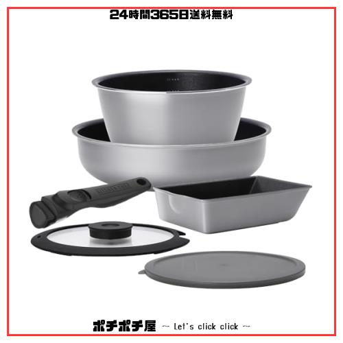 アイリスオーヤマ フライパン 鍋 セット 6点 IH ガス火 深型 ダイヤモンドコート 目盛付き オーブン調理 着脱式ハンドル エッグパン 蓋 Dの通販は